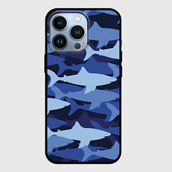 Чехол для iPhone 13 Pro Акулий камуфляж - паттерн, цвет: 3D-черный