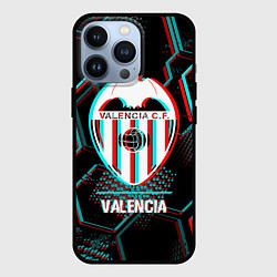 Чехол для iPhone 13 Pro Valencia FC в стиле glitch на темном фоне, цвет: 3D-черный