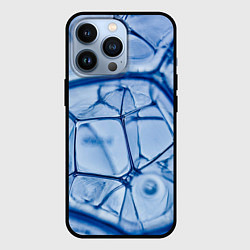 Чехол для iPhone 13 Pro Абстрактная синяя ледяная броня, цвет: 3D-черный