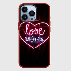 Чехол для iPhone 13 Pro Неоновая любовь 24 часа, цвет: 3D-красный
