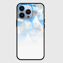 Чехол для iPhone 13 Pro Исчезающие серо-голубые полигоны, цвет: 3D-черный