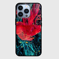 Чехол для iPhone 13 Pro Абстрактный всплеск розовой и голубой красок, цвет: 3D-черный