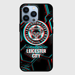 Чехол для iPhone 13 Pro Leicester City FC в стиле glitch на темном фоне, цвет: 3D-черный
