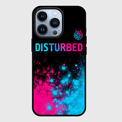 Чехол для iPhone 13 Pro Disturbed - neon gradient: символ сверху, цвет: 3D-черный