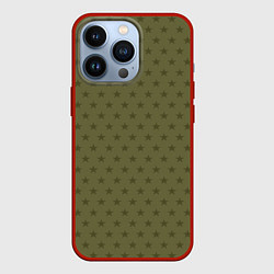 Чехол для iPhone 13 Pro Камуфляжные звезды, цвет: 3D-красный