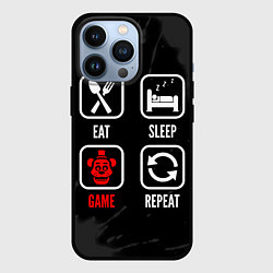 Чехол для iPhone 13 Pro Eat, sleep, FNAF, repeat, цвет: 3D-черный