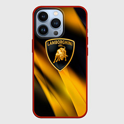 Чехол для iPhone 13 Pro Lamborghini - Жёлто-чёрный абстракция, цвет: 3D-красный