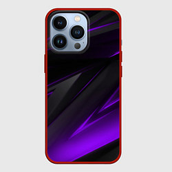 Чехол для iPhone 13 Pro Черно-фиолетовая геометрическая абстракция, цвет: 3D-красный