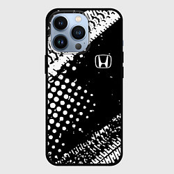 Чехол для iPhone 13 Pro Honda - белые следы шин, цвет: 3D-черный