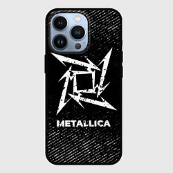 Чехол для iPhone 13 Pro Metallica с потертостями на темном фоне, цвет: 3D-черный