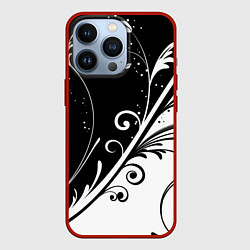Чехол для iPhone 13 Pro Симметричные чёрно белые цветы Symmetrical black a, цвет: 3D-красный