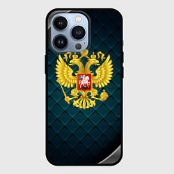 Чехол для iPhone 13 Pro Герб России из золота, цвет: 3D-черный