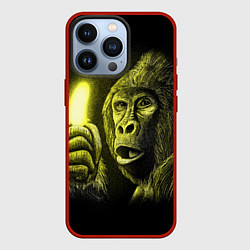 Чехол для iPhone 13 Pro Горилла с неоновым бананом - рисунок карандашом, цвет: 3D-красный