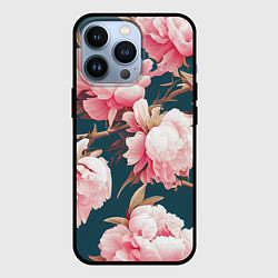 Чехол для iPhone 13 Pro Элегантные бутоны пионов, цвет: 3D-черный