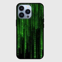 Чехол для iPhone 13 Pro Двоичный код зеленый, цвет: 3D-черный