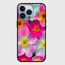 Чехол для iPhone 13 Pro Сказочные разноцветные цветы, цвет: 3D-черный