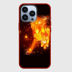 Чехол для iPhone 13 Pro Огненная лошадь мчит галопом, цвет: 3D-красный
