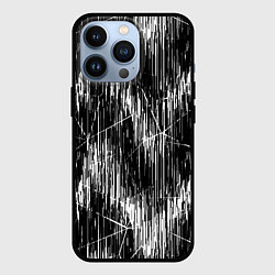 Чехол для iPhone 13 Pro Черно-белые штрихи, зигзаг, цвет: 3D-черный
