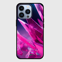 Чехол для iPhone 13 Pro Розовые кристаллы, цвет: 3D-черный