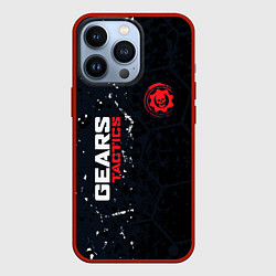 Чехол для iPhone 13 Pro Gears of War красно-белой лого на темном фоне, цвет: 3D-красный