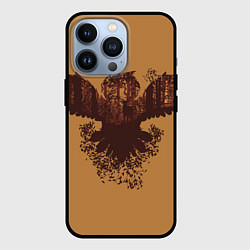 Чехол iPhone 13 Pro Летящая сова и осенний лес