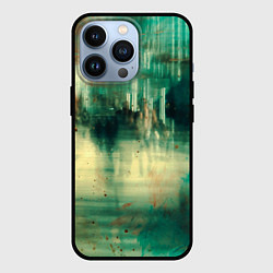 Чехол iPhone 13 Pro Абстрактные зелёные краски и силуэты людей