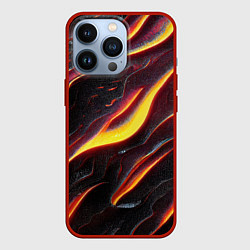 Чехол для iPhone 13 Pro Огонь сквозь расколы в плите как магическая лава, цвет: 3D-красный
