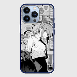 Чехол для iPhone 13 Pro Страницы манги - Макима - Человек бензопила, цвет: 3D-тёмно-синий