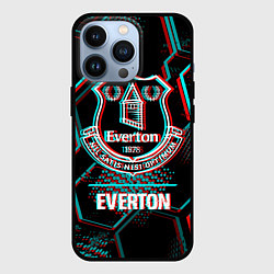 Чехол для iPhone 13 Pro Everton FC в стиле glitch на темном фоне, цвет: 3D-черный