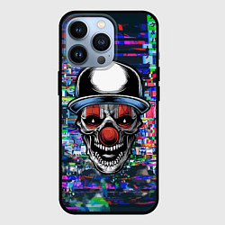 Чехол для iPhone 13 Pro Злой клоун на фоне городской рекламы, цвет: 3D-черный