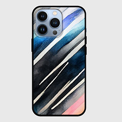 Чехол для iPhone 13 Pro Акварельные полосы, цвет: 3D-черный