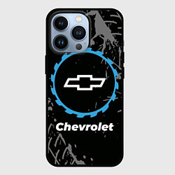 Чехол для iPhone 13 Pro Chevrolet в стиле Top Gear со следами шин на фоне, цвет: 3D-черный