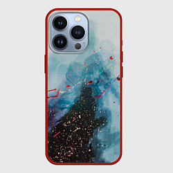 Чехол для iPhone 13 Pro Голубой абстрактны туман и краски, цвет: 3D-красный