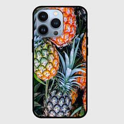 Чехол для iPhone 13 Pro Фон из ананасов, цвет: 3D-черный