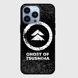 Чехол для iPhone 13 Pro Ghost of Tsushima с потертостями на темном фоне, цвет: 3D-черный