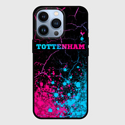 Чехол для iPhone 13 Pro Tottenham - neon gradient: символ сверху, цвет: 3D-черный