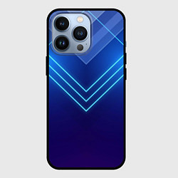 Чехол для iPhone 13 Pro Глубокий синий с неоновыми полосами, цвет: 3D-черный