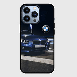 Чехол для iPhone 13 Pro BMW на ночной трассе, цвет: 3D-черный