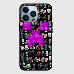 Чехол для iPhone 13 Pro Minecraft: characters and logo, цвет: 3D-черный