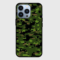 Чехол для iPhone 13 Pro Камуфляж лесной пиксель, цвет: 3D-черный