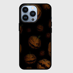 Чехол для iPhone 13 Pro Парящие тыквы Джека, цвет: 3D-черный