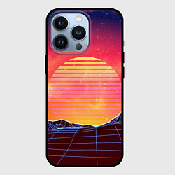 Чехол для iPhone 13 Pro Абстрактные 3D неоновые горы на закате, цвет: 3D-черный