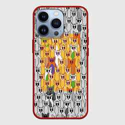 Чехол для iPhone 13 Pro Котики в прямоугольнике, цвет: 3D-красный