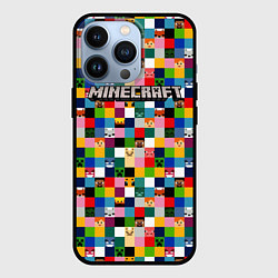 Чехол для iPhone 13 Pro Minecraft - пиксельные персонажи, цвет: 3D-черный