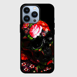 Чехол для iPhone 13 Pro Череп Жостовская роспись, цвет: 3D-черный
