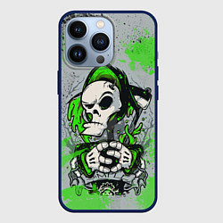 Чехол для iPhone 13 Pro Slipknot скелет green, цвет: 3D-тёмно-синий