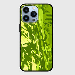 Чехол для iPhone 13 Pro Зеленый абстрактный камуфляж, цвет: 3D-черный