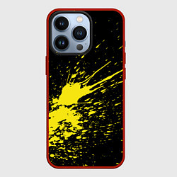 Чехол для iPhone 13 Pro Желтые брызги, цвет: 3D-красный