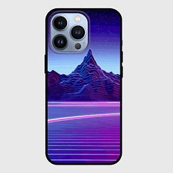 Чехол для iPhone 13 Pro Neon mountains - Vaporwave, цвет: 3D-черный