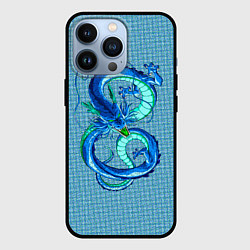 Чехол для iPhone 13 Pro Синий дракон в форме цифры 8, цвет: 3D-черный
